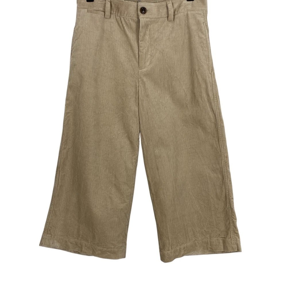 Vince Womens Wide Leg Crop Pants Size 12 Corduroy Beige High-Waisted Pockets